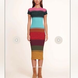 STAUD Multicolor Striped Sweater Dress